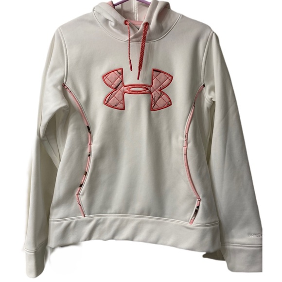 Sold 💝 Under Armour Performance Hoodie White & Pink Trim - Picture 1 of 8